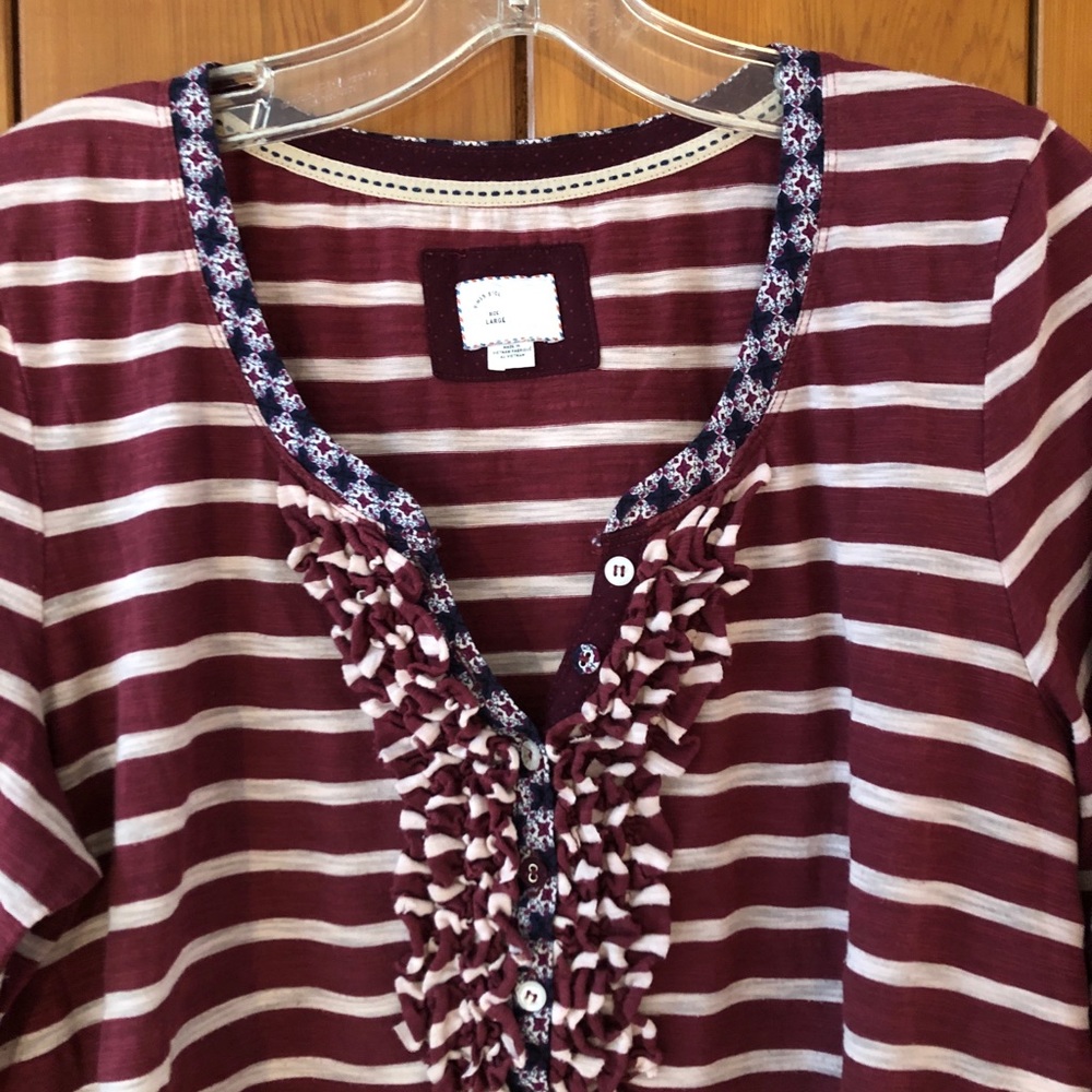 Ruffled Anthropologie long-sleeve top